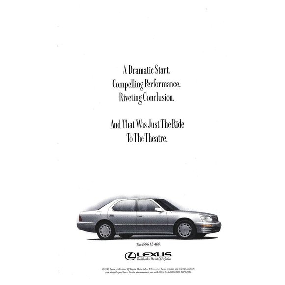Lexus 1996 LS 400 Car Auto 1990s  Vintage Print Ad - Picture 1 of 2